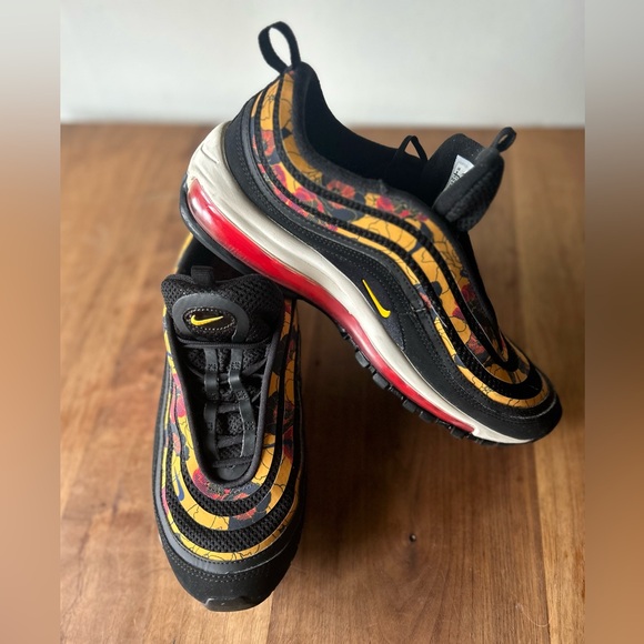 NIKE AIR MAX 97 SE GOLD/ BLACK FLORAL SIZE 9 WOMENS - Picture 9 of 10
